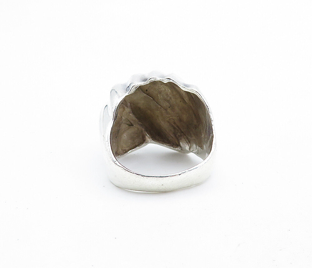MEXICO 925 Silver  Vintage Shiny Polished Fluted Dome Band Ring Sz 7  RG6971