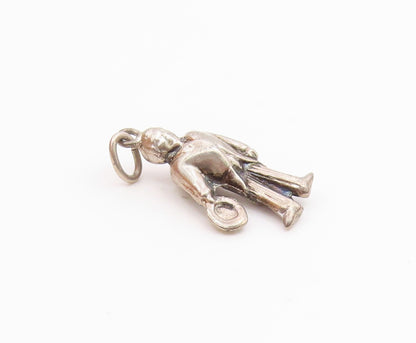 925 Sterling Silver  Vintage Petite Man In Suit With Hat Pendant  PT17956