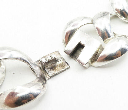 MEXICO 925 Sterling Silver  Vintage Shiny Large Open Chain Necklace  NE1600