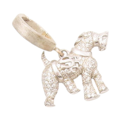 925 Sterling Silver Vintage Pendant Designer CZ Inlay Horse Charm  PT23954
