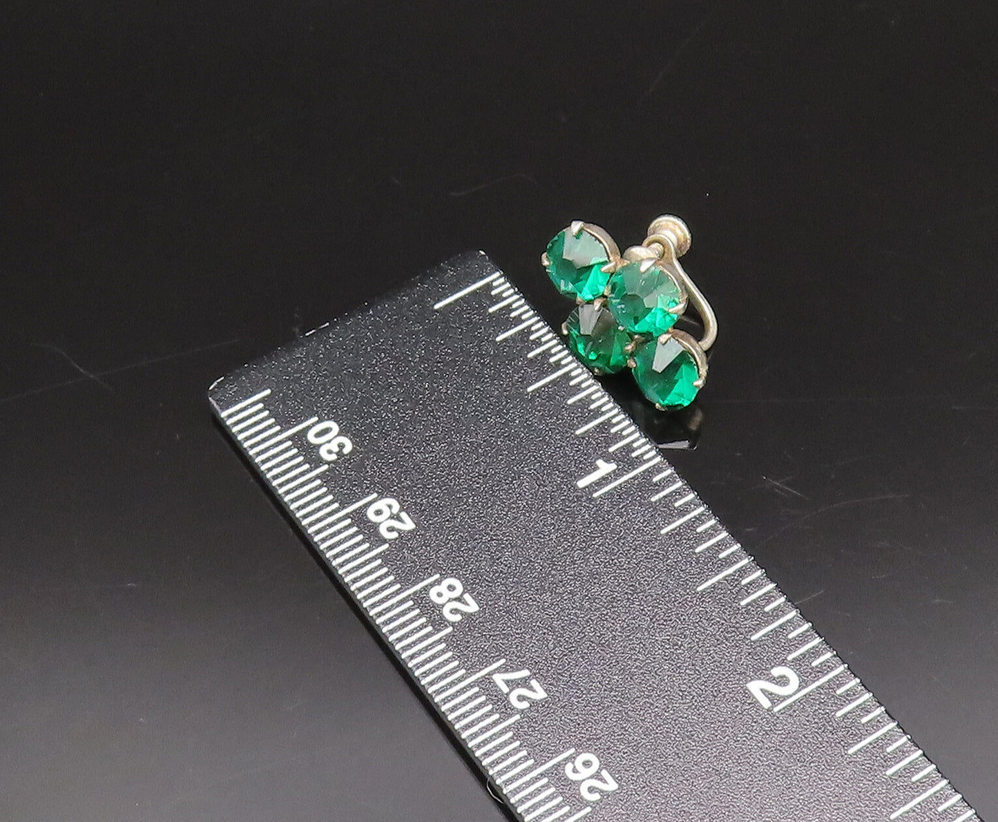 925 Silver  Vintage Fancy Green Topaz Cross Screw Back Earrings  EG12279