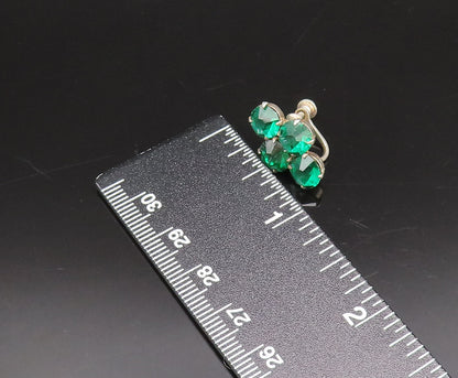 925 Silver  Vintage Fancy Green Topaz Cross Screw Back Earrings  EG12279