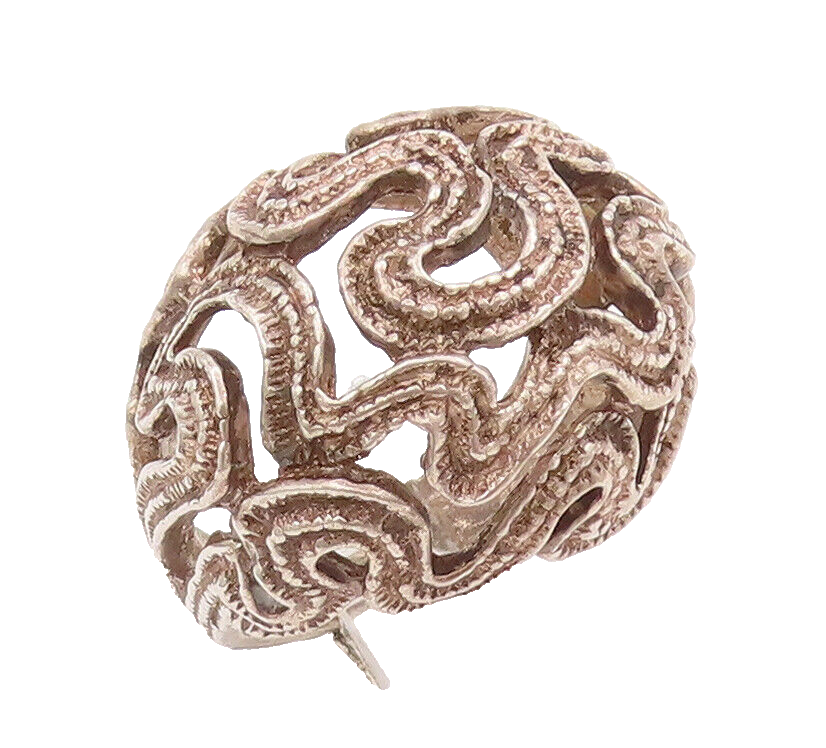 925 Sterling Silver Vintage Ring Brutalist Cutout Swirly Domed  Sz 6 RG28088