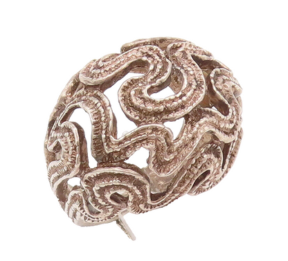 925 Sterling Silver Vintage Ring Brutalist Cutout Swirly Domed  Sz 6 RG28088