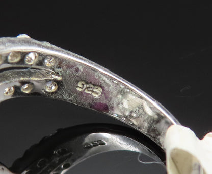 925 Silver  Vintage Cubic Zirconia Overlapping Love Heart Ring Sz 7.5  RG25647