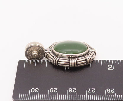 925 Sterling Silver Vintage Pendant ESPO SIG Cabochon Green Gemstone  PT22787