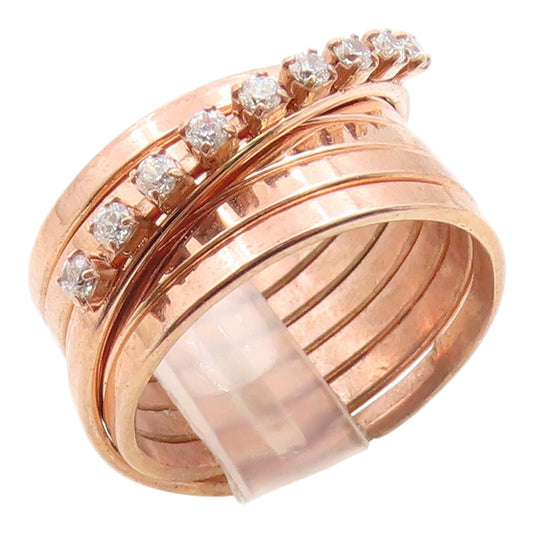 925 Sterling Silver Vintage Ring Gold Plated CZ Crossover Band  Sz 7  RG35490
