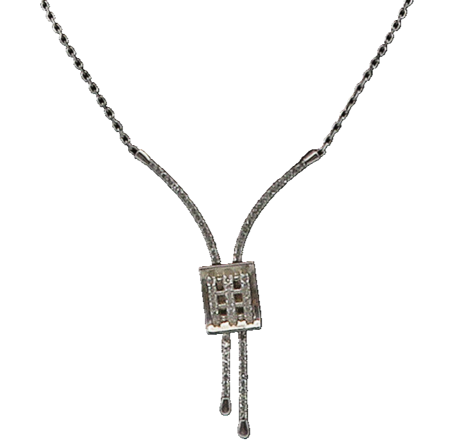 925 Sterling Silver  Vintage Sparkling White Topaz Chain Necklace  NE2319