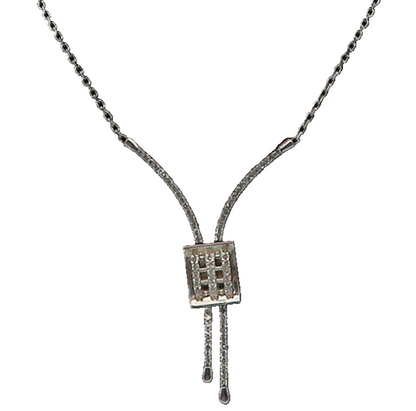 925 Sterling Silver  Vintage Sparkling White Topaz Chain Necklace  NE2319