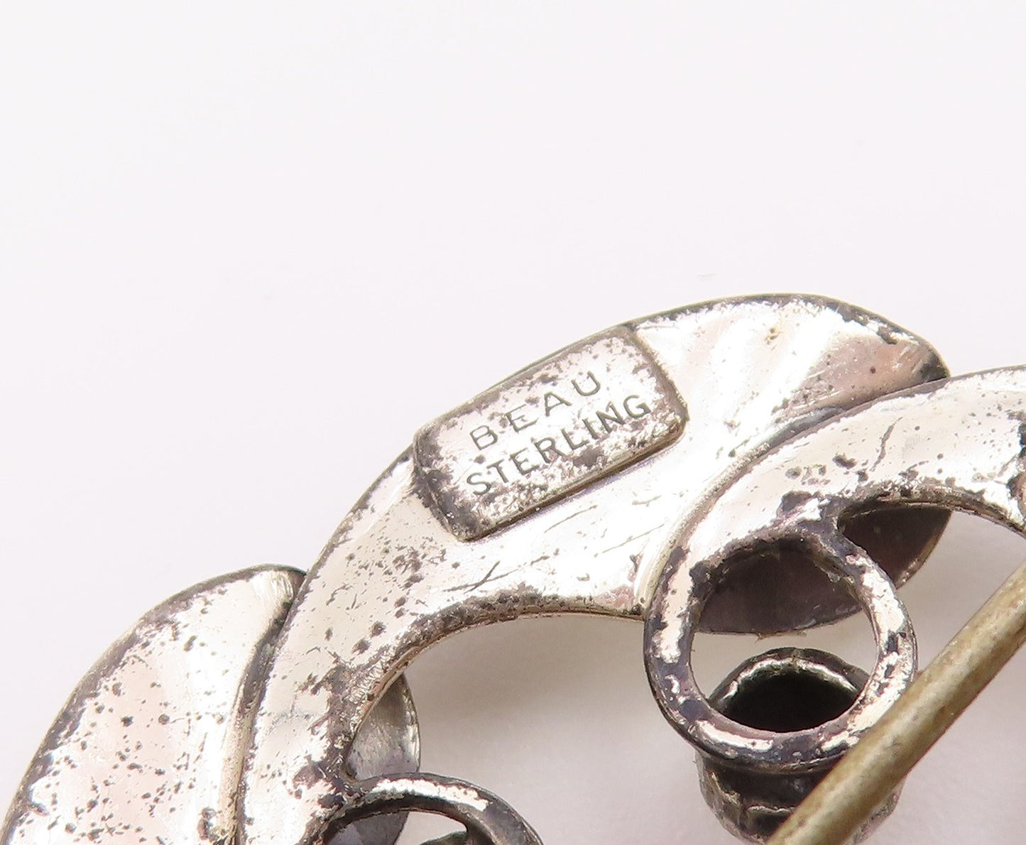 BEAU 925 Sterling Silver  Vintage Modernist Floral Wreath Brooch Pin  BP8164