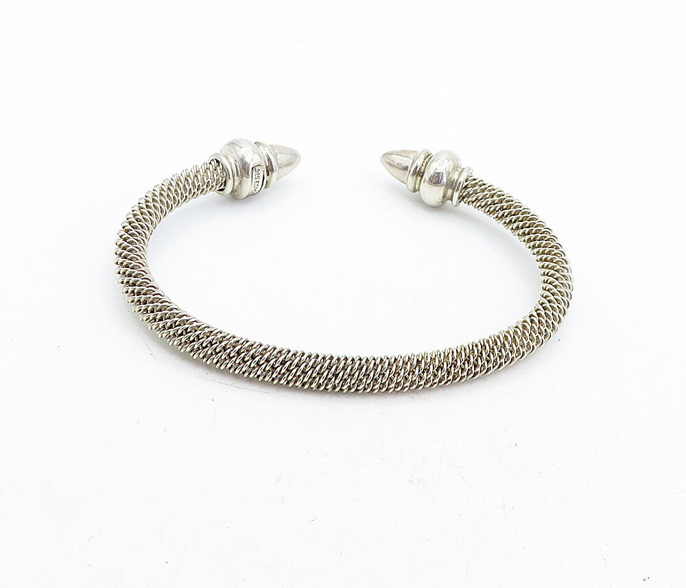 ESPO 925 Sterling Silver  Vintage Shiny Pointed Ends Cuff Bracelet  BT1965
