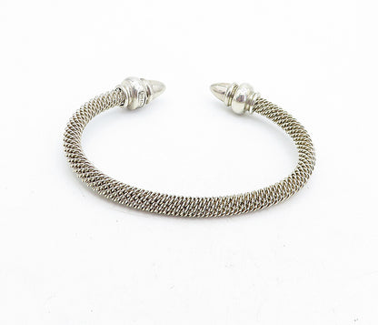 ESPO 925 Sterling Silver  Vintage Shiny Pointed Ends Cuff Bracelet  BT1965