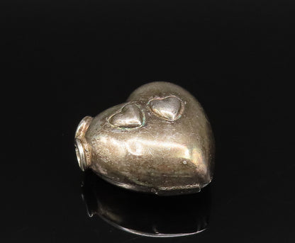 925 Sterling Silver  Vintage Carved Double Love Heart Side Pendant  PT21487