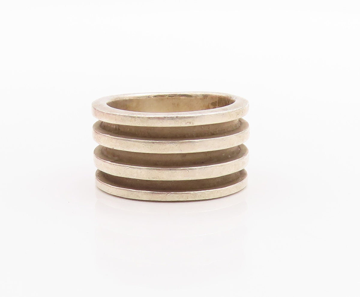 925 Sterling Silver Vintage Ring DAVID SIGAL Grooved Bands  Sz 7  RG33292