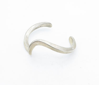 925 Sterling Silver  Vintage Wavy Swirl Designed Smooth Cuff Bracelet  BT1482