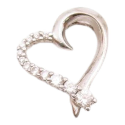 925 Sterling Silver  Vintage Petite Topaz Open Love Heart Pendant  PT17328