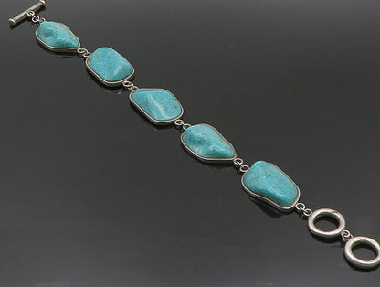 925 Sterling Silver Vintage Rocky Turquoise Chain Bracelet BT9464
