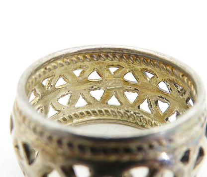 925 Sterling Silver  Vintage Dark Tone Open Twist Design Band Ring Sz 7 RG5350