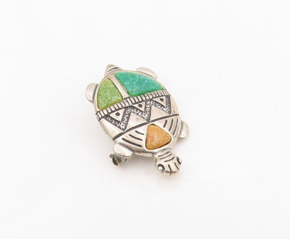 925 Sterling Silver Vintage Brooch Pin CAROLYN POLLACK Turquoise Turtle  BP12220