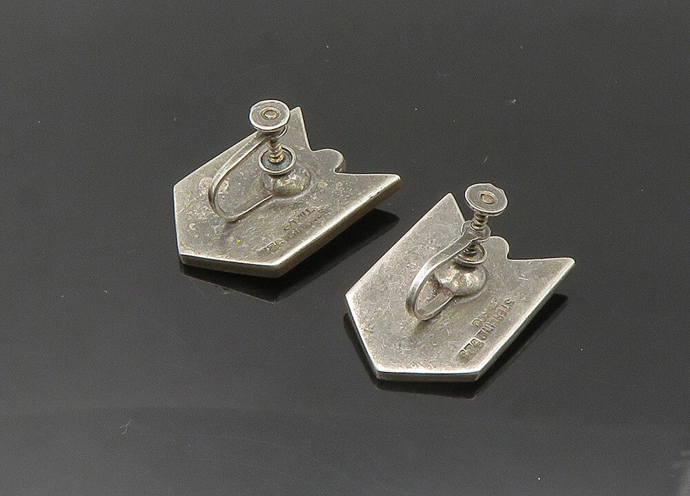 TAXCO 925 Sterling Silver  Vintage Shiny Two Tone Non Pierce Earrings  EG10724