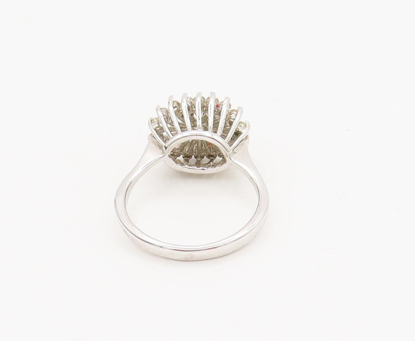 PANETTA 925 Silver  Vintage Spiked Flower White Topaz Ring Sz 6.25  RG27038