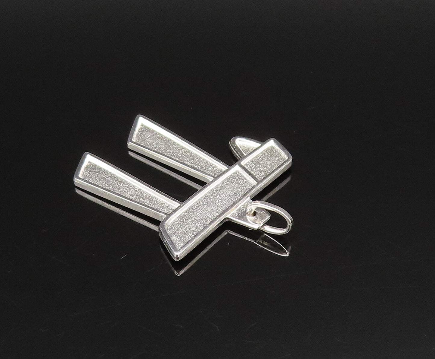 GERMANY 925 Silver  Vintage Raised Edge Matte Chai Symbol Pendant  PT21256