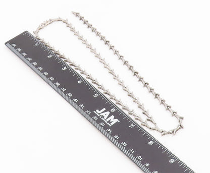 925 Sterling Silver Vintage Necklace CZ Classic Interlocking V Link Chain NE4916