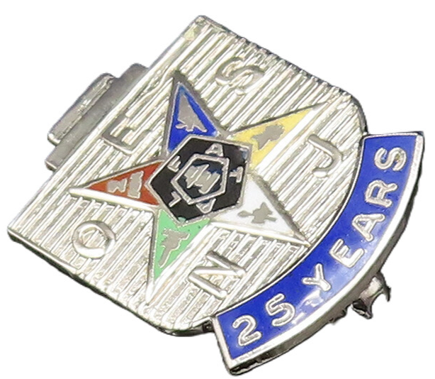 925 Sterling Silver  Vintage Enamel Order Of Eastern Star Brooch Pin  BP9558