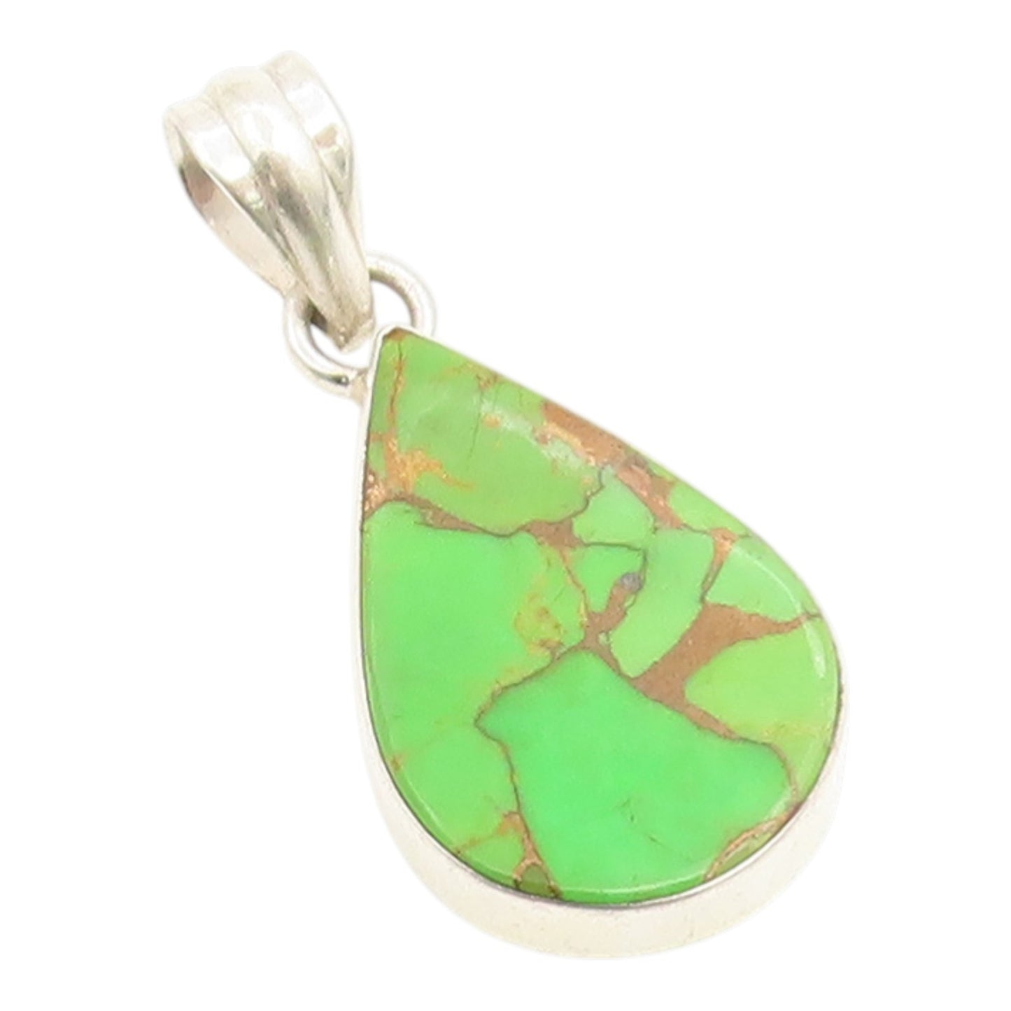 925 Sterling Silver Vintage Pendant Cabochon Turquoise Teardrop Charm  PT26245