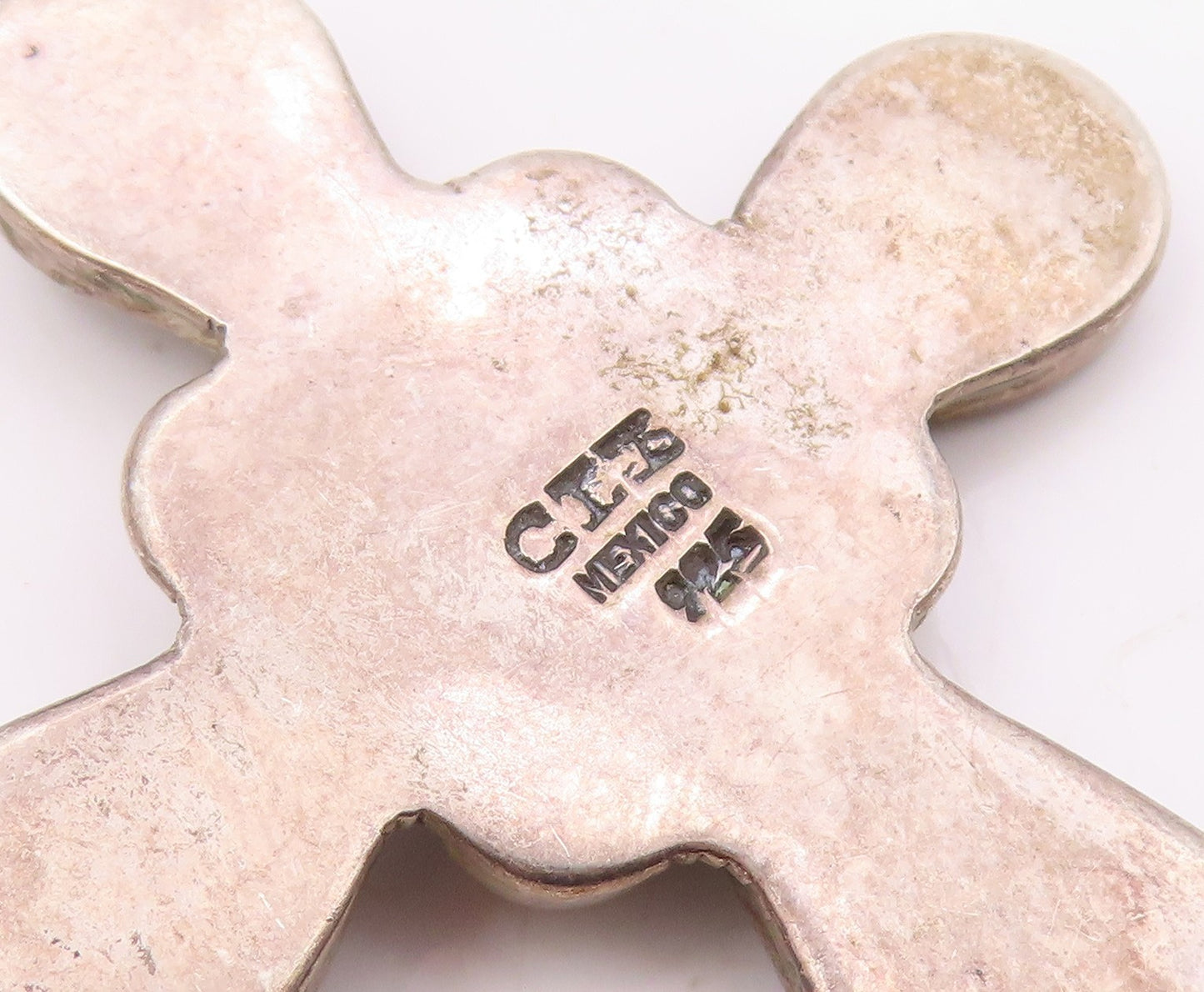 MEXICO 925 Sterling Silver  Vintage Oxidized Religious Cross Pendant  PT18787