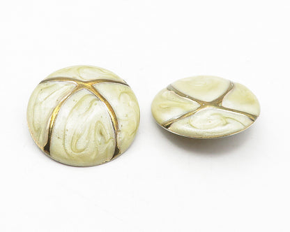 925 Sterling Silver  Vintage Enamel Coated Non Pierce Button Earrings  EG5870