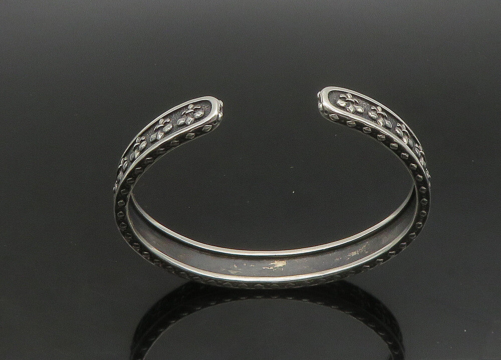 PHILIP GAVRIEL 925 Silver  Vintage Oxidized Fleur De Lis Cuff Bracelet  BT9160