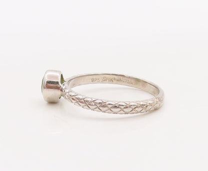 925 Sterling Silver Vintage Ring Carved Stackable Peridot Inlay  Sz 8  RG29853