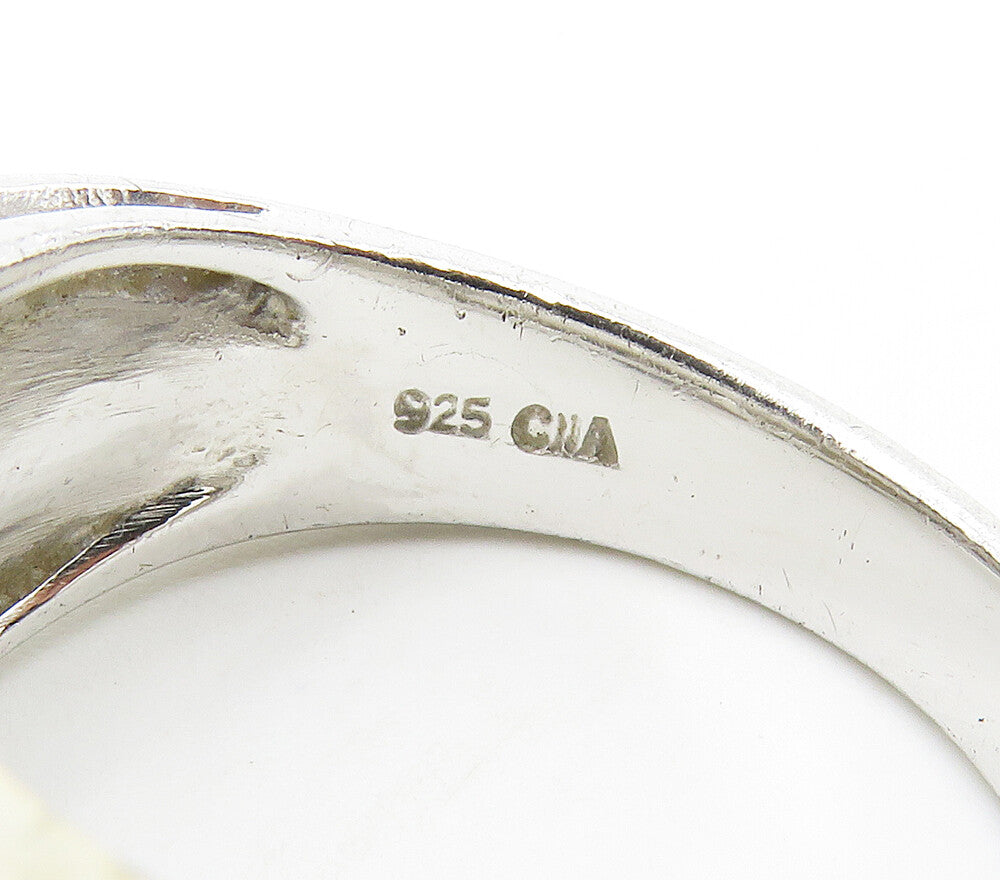 925 Sterling Silver  Vintage Shiny Two Tone Smooth Band Ring Sz 9  RG15876