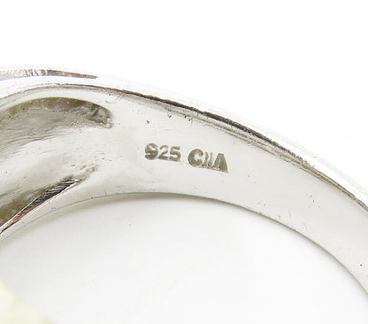 925 Sterling Silver  Vintage Shiny Two Tone Smooth Band Ring Sz 9  RG15876