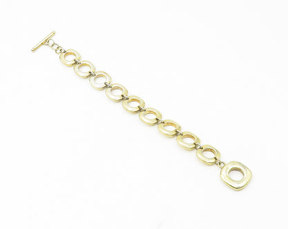 925 Sterling Silver  Shiny Gold Plated Rounded Square Chain Bracelet  BT4521