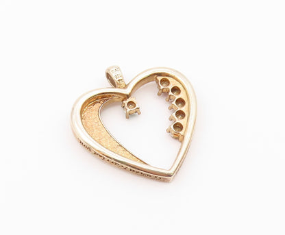 925 Sterling Silver  Vintage Citrine Garnet & Topaz Love Heart Pendant PT16480