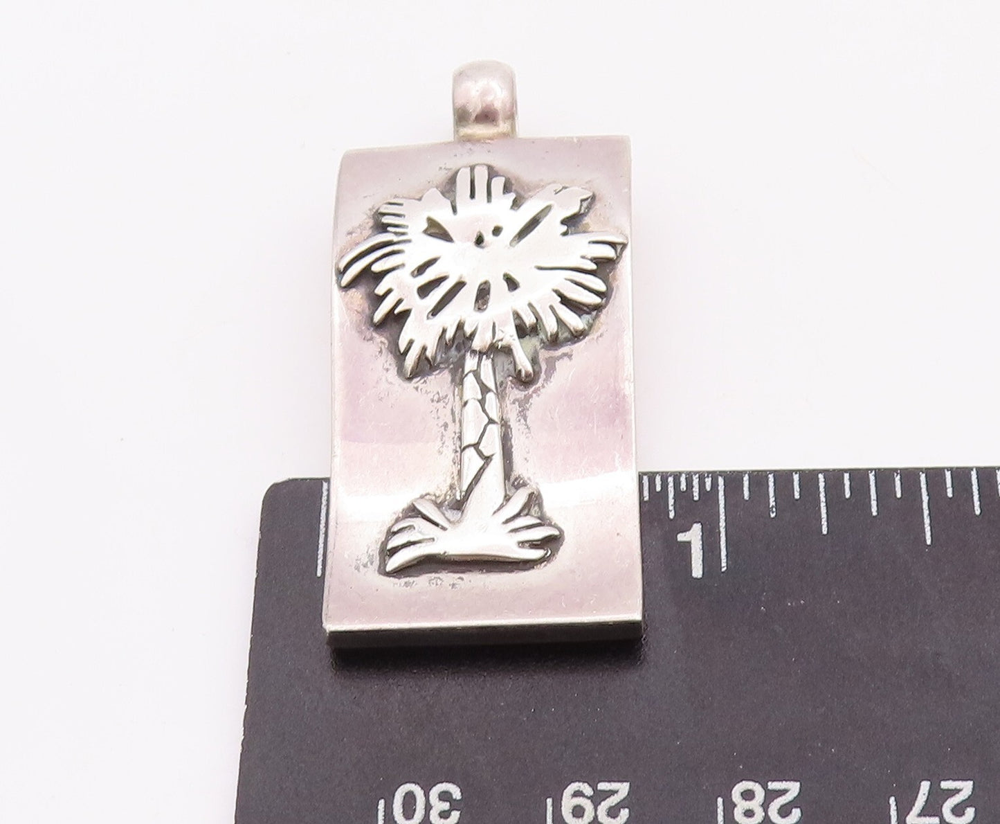 925 Sterling Silver Vintage Pendant Solid Coconut Tree Carved  PT23377