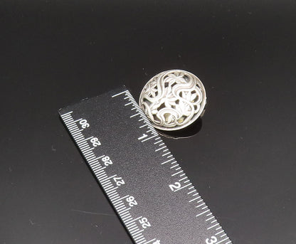 925 Silver  Vintage Floral Vine Cutout Round Non Pierced Earrings  EG11771