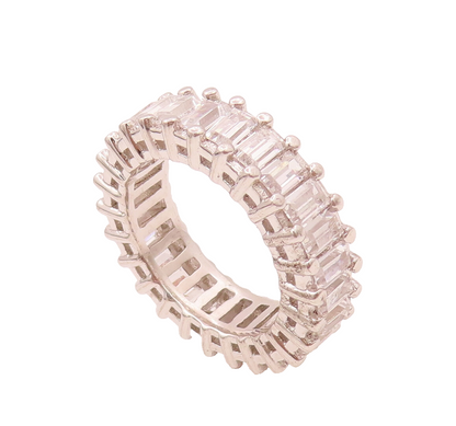 925 Sterling Silver  Vintage 360` Cubic Zirconia Band Ring Sz 5.5  RG26559