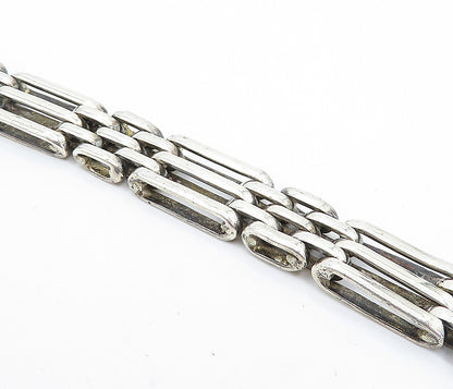 925 Sterling Silver  Vintage Shiny Industrial Hinge Chain Bracelet  BT2107