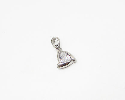 925 Sterling Silver  White Cubic Zirconia Triangular Drop Pendant  PT1934