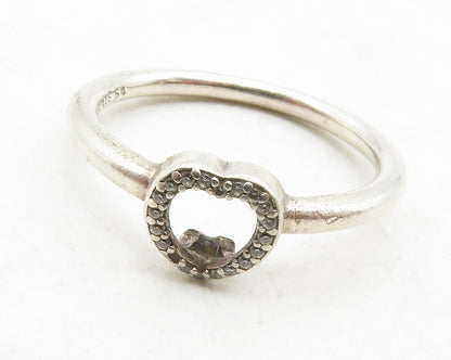 PANDORA 925 Silver  Vintage Topaz Open Love Heart Band Ring Sz 7  RG13227