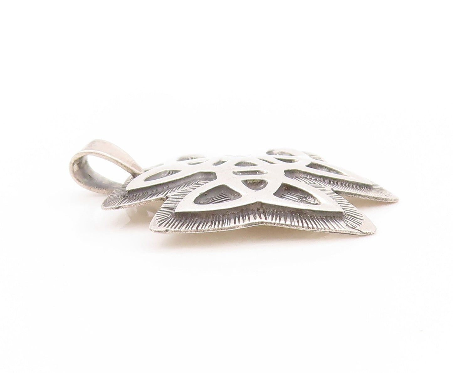 925 Sterling Silver Vintage Pendant Etched Celtic Trinity Knot  PT24218