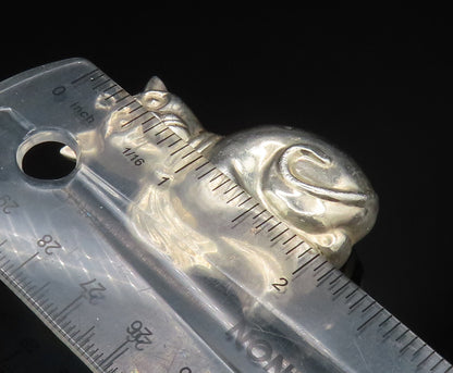 925 Sterling Silver  Vintage Hollow Cat With Tied Scarf Pendant  PT20482