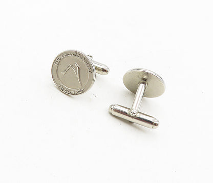 925 Sterling Silver  Vintage Shiny Embossed The Giant Killer Cuff Links TR1531