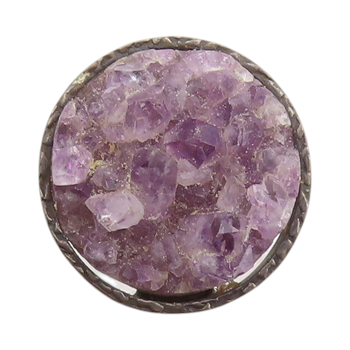 925 Sterling Silver Vintage Ring Dark Tone Round Rough Amethyst  Sz 7  RG32737