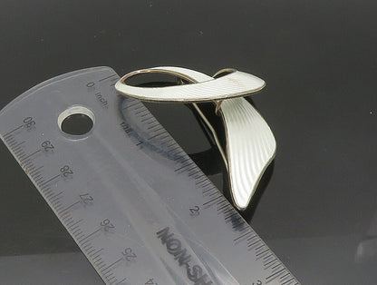 NORWAY 925 Sterling Silver  Vintage Enamel Ribbon Modernist Brooch Pin  BP9322