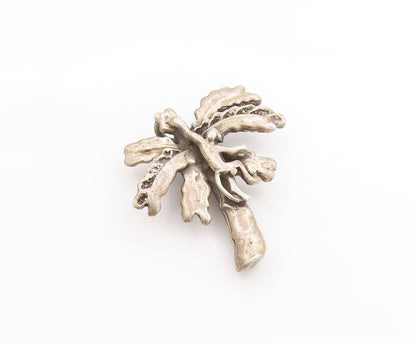 925 Sterling Silver Vintage Brooch 3D Textured Monkey On Palm Tree Pin  BP11926