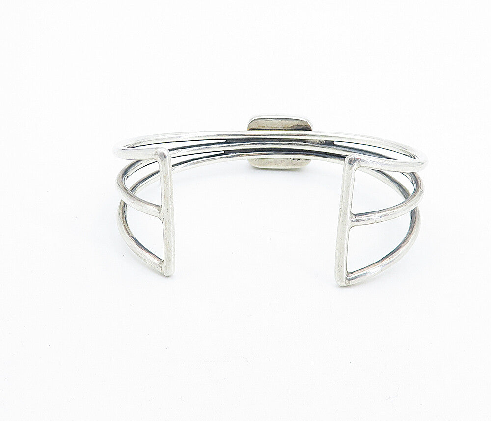 925 Sterling Silver  Vintage Purple Jasper Split Shank Cuff Bracelet  BT3087